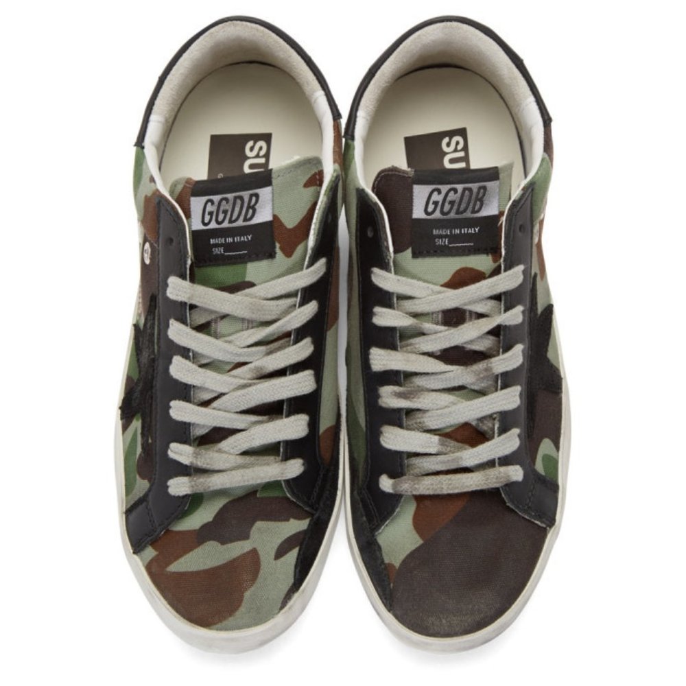 Golden Goose Mens Green & Black Camo Superstar Sneakers Size 44 (11)